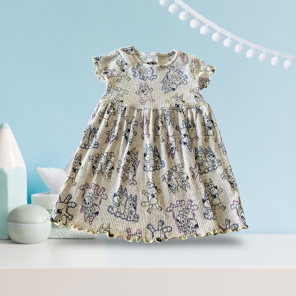 Bluey Girls Dress Size 3T | Ribbed Cotton Casual Play Dress